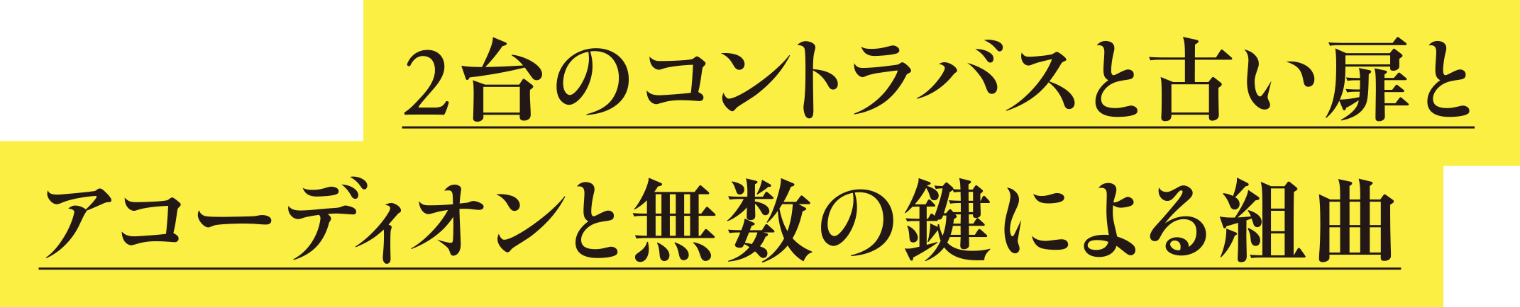 2台のコントラバスと古い扉とアコーディオンと無数の鍵による組曲